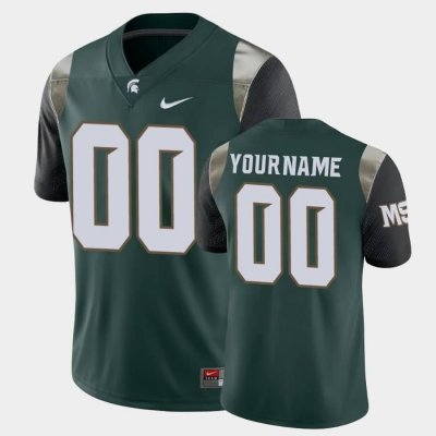 Men's Custom Michigan State Spartans #00 Nike NCAA Green Authentic College Stitched Football Jersey GX50F20AV